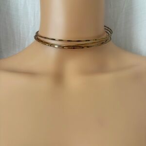 Vintage gold tone choker cuff necklace metal avant garde statement